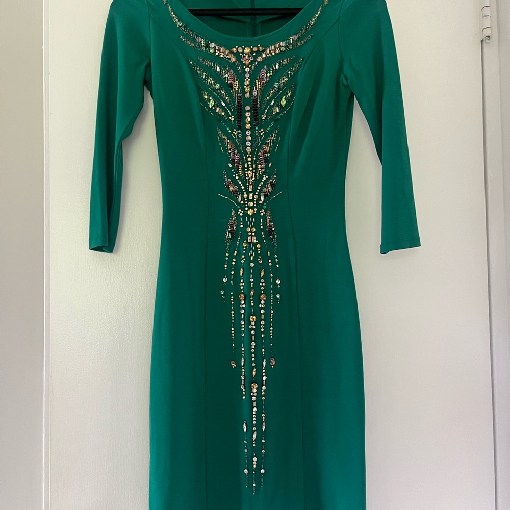 Elegant Green Embellished Dress